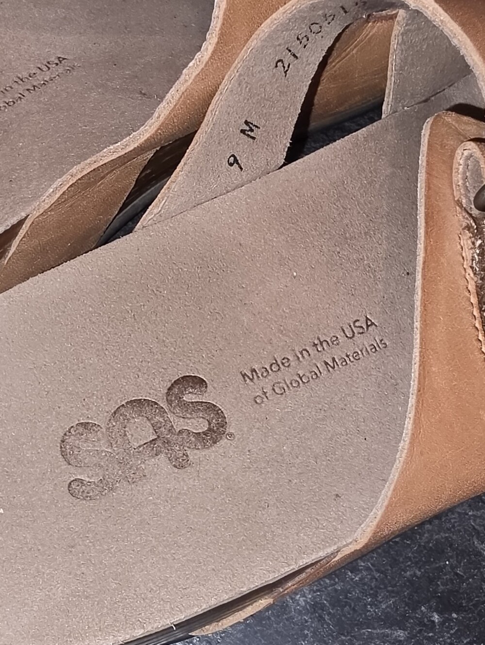 SAS Women’s Size 9 Tan Leather Dual-Strap Slide Sandals - Picture 5 of 7